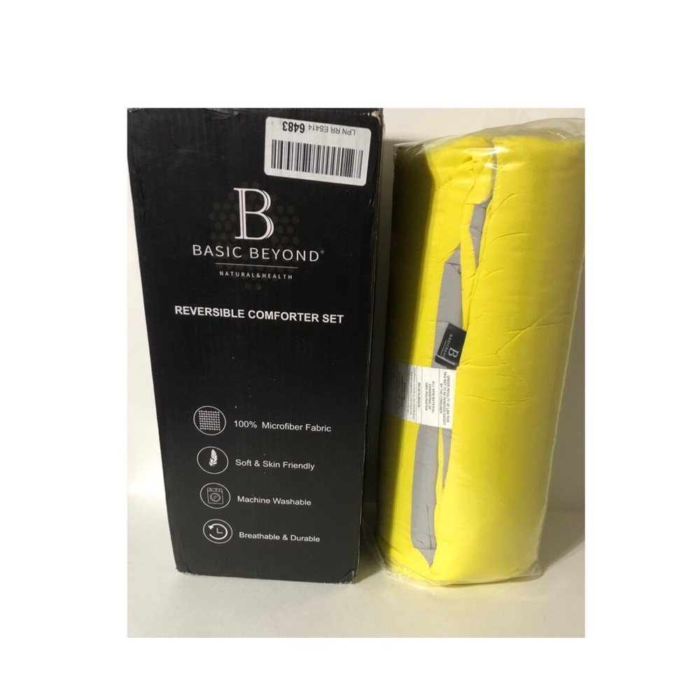 Basic Beyond Twin Comforter Set - Yellow and Gray Comforter Set Twin, NEW